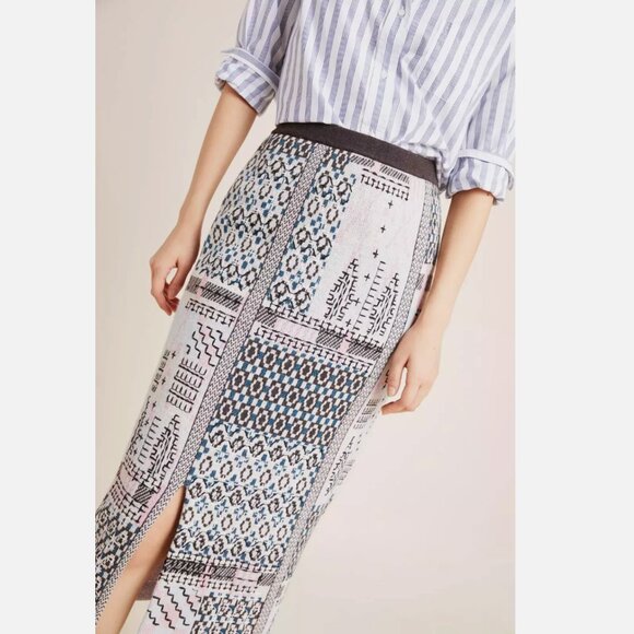 Anthropologie Avery Pencil Skirt Cashmere Wool Knit Embroidered Midi New $198 S - Picture 5 of 13